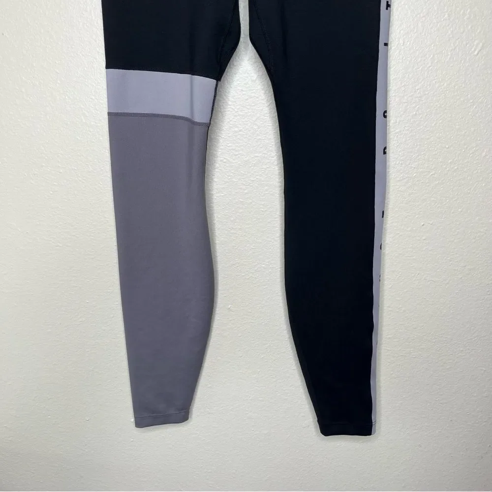 Nike Dri Fit Just Do It Spell Out Black Gray Colorblock Leggings Women Size XS